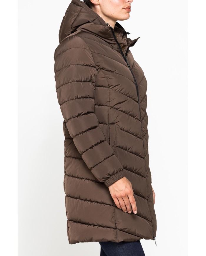 GIUBBINO MIDI CON CAPPUCCIO IN TESSUTO OPACO