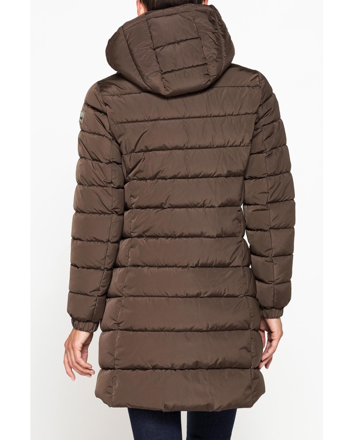 GIUBBINO MIDI CON CAPPUCCIO IN TESSUTO OPACO