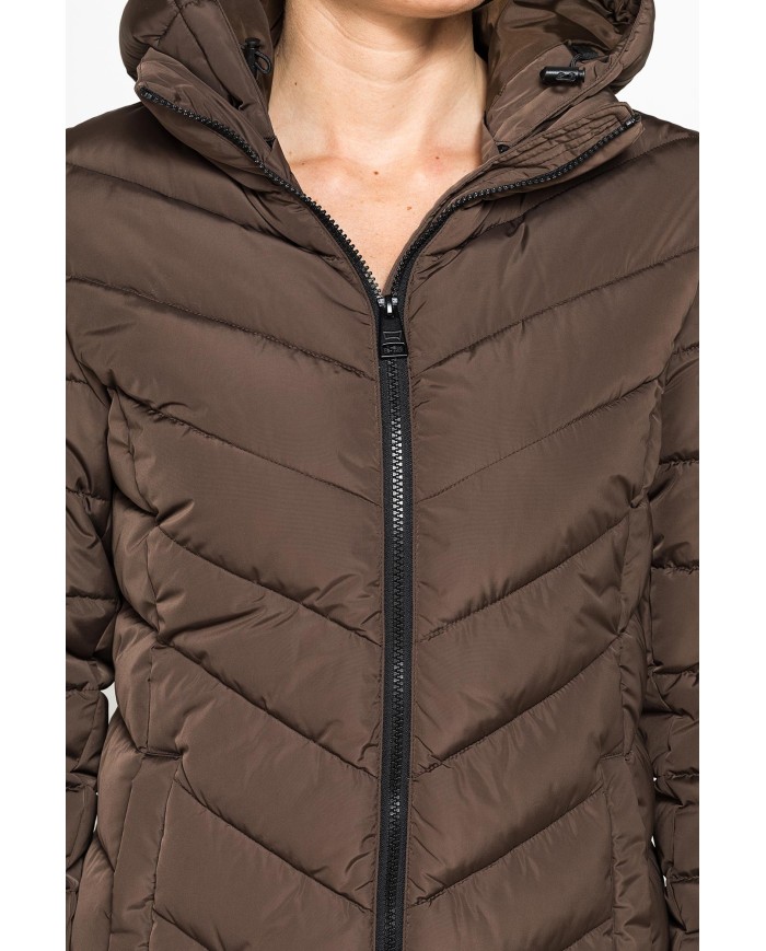 GIUBBINO MIDI CON CAPPUCCIO IN TESSUTO OPACO