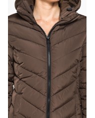 GIUBBINO MIDI CON CAPPUCCIO IN TESSUTO OPACO