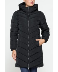 GIUBBINO MIDI CON CAPPUCCIO IN TESSUTO OPACO