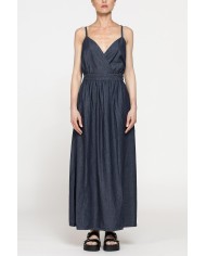 ABITO LUNGO CON TOP INCROCIATO IN DENIM LEGGERO 7oz