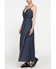 ABITO LUNGO CON TOP INCROCIATO IN DENIM LEGGERO 7oz