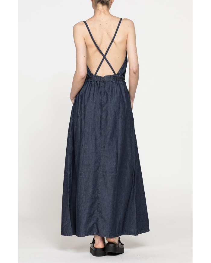 ABITO LUNGO CON TOP INCROCIATO IN DENIM LEGGERO 7oz