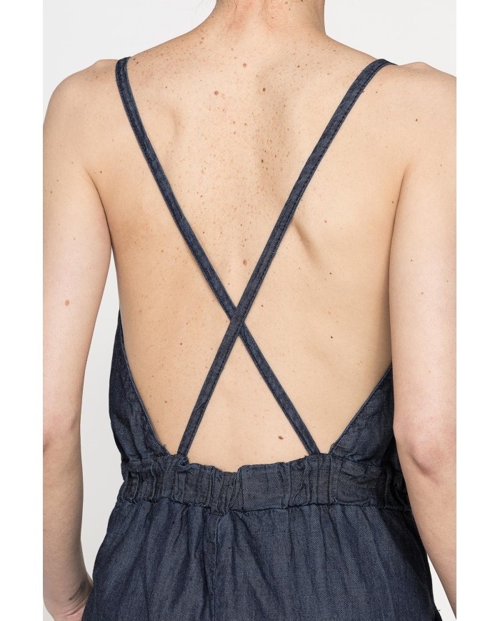 ABITO LUNGO CON TOP INCROCIATO IN DENIM LEGGERO 7oz