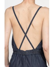 ABITO LUNGO CON TOP INCROCIATO IN DENIM LEGGERO 7oz