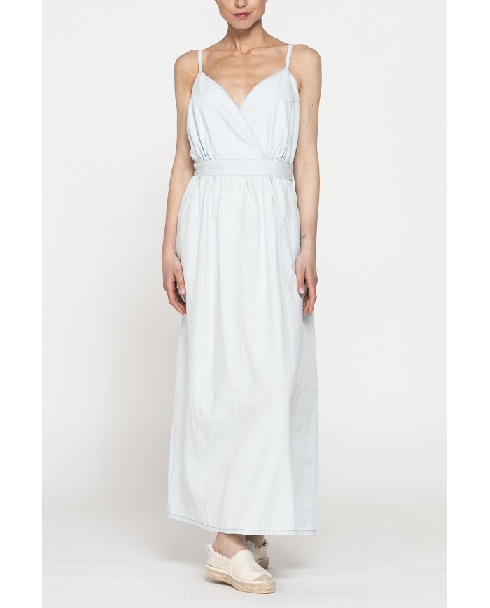 ABITO LUNGO CON TOP INCROCIATO IN DENIM LEGGERO 7oz