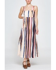 ABITO MIDI A STILE IMPERO IN LINO COTONE