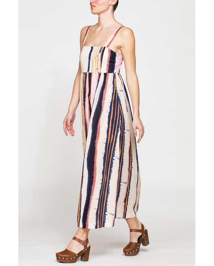 ABITO MIDI A STILE IMPERO IN LINO COTONE