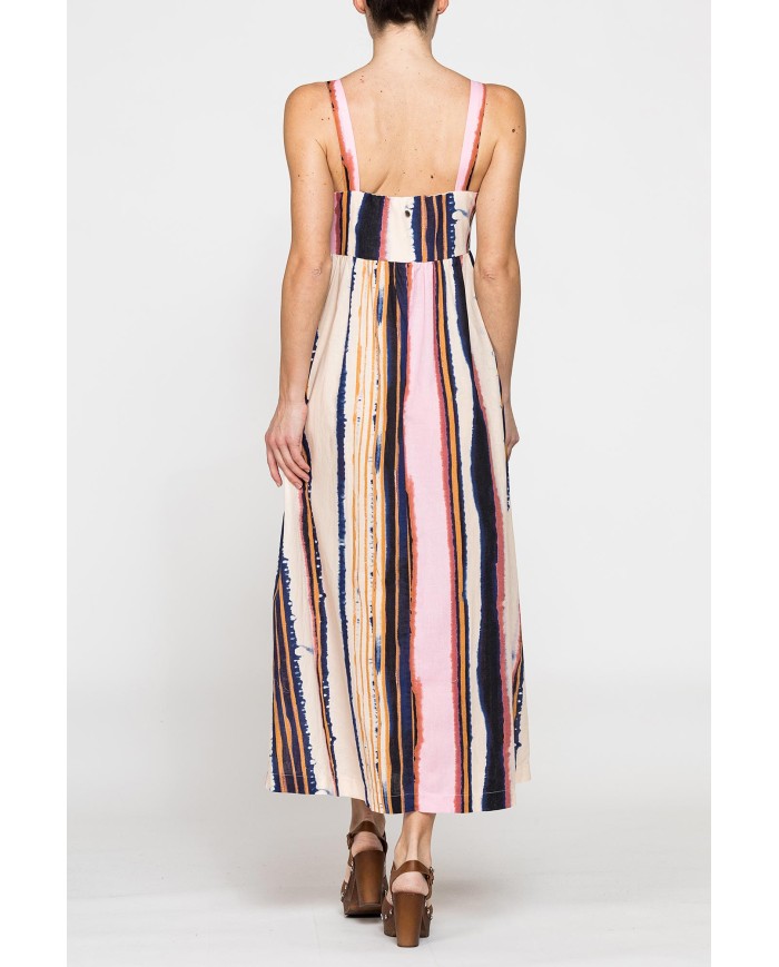 ABITO MIDI A STILE IMPERO IN LINO COTONE