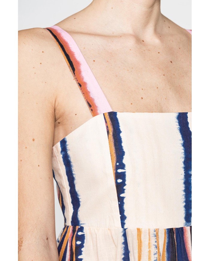 ABITO MIDI A STILE IMPERO IN LINO COTONE