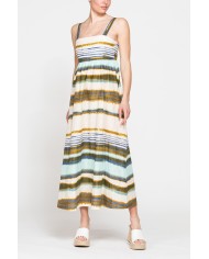 ABITO MIDI A STILE IMPERO IN LINO COTONE