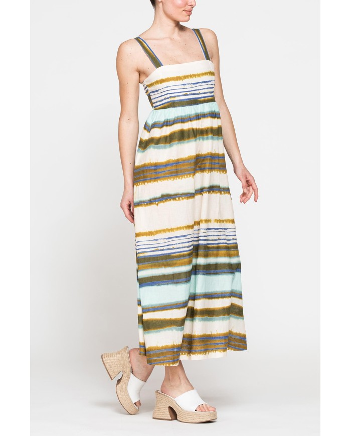 ABITO MIDI A STILE IMPERO IN LINO COTONE