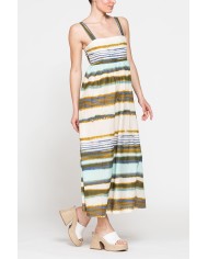 ABITO MIDI A STILE IMPERO IN LINO COTONE