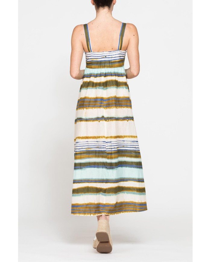 ABITO MIDI A STILE IMPERO IN LINO COTONE