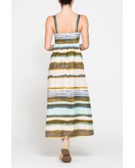 ABITO MIDI A STILE IMPERO IN LINO COTONE