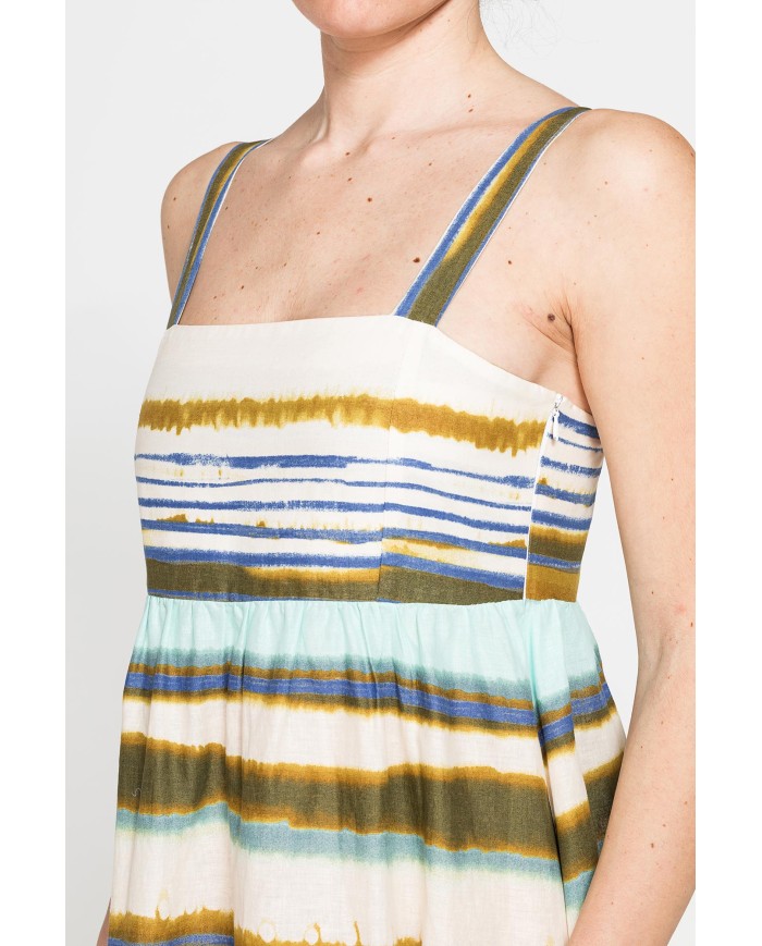 ABITO MIDI A STILE IMPERO IN LINO COTONE