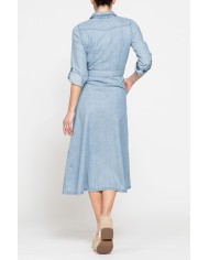 ABITO LUNGO CON TASCHE FRONTALI IN DENIM LEGGERO 7oz