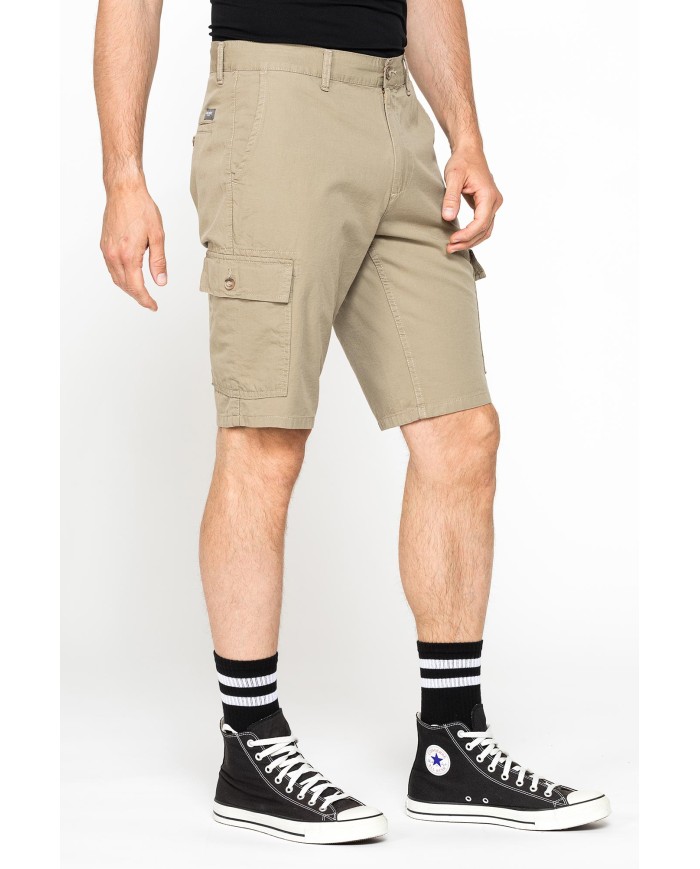 BERMUDA CARGO IN GABARDINA LEGGERA CON TASCONI