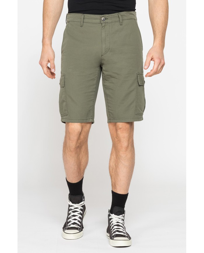 BERMUDA CARGO IN GABARDINA LEGGERA CON TASCONI