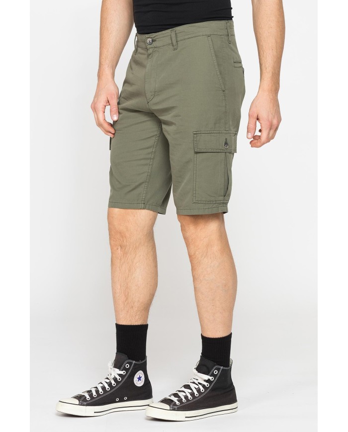 BERMUDA CARGO IN GABARDINA LEGGERA CON TASCONI