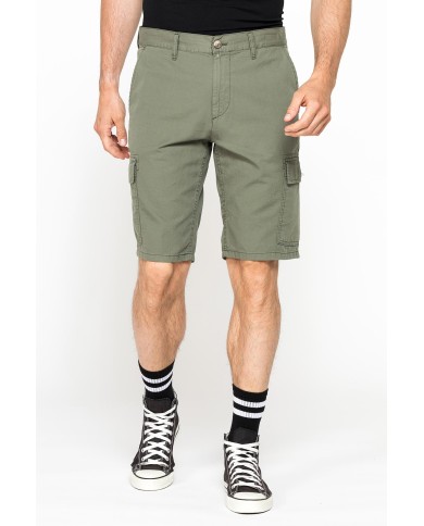 BERMUDA CARGO IN GABARDINA LEGGERA CON TASCONI