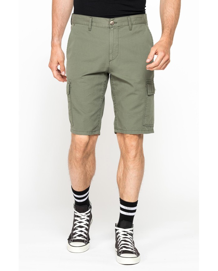 BERMUDA CARGO IN GABARDINA LEGGERA CON TASCONI