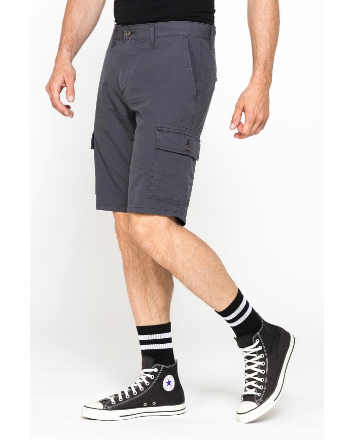 BERMUDA CARGO IN GABARDINA LEGGERA CON TASCONI