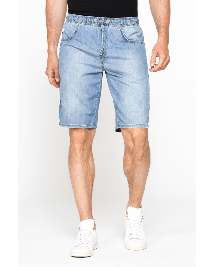 BERMUDA IN DENIM LEGGERO CON ELASTICO IN VITA