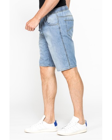 BERMUDA IN DENIM LEGGERO CON ELASTICO IN VITA