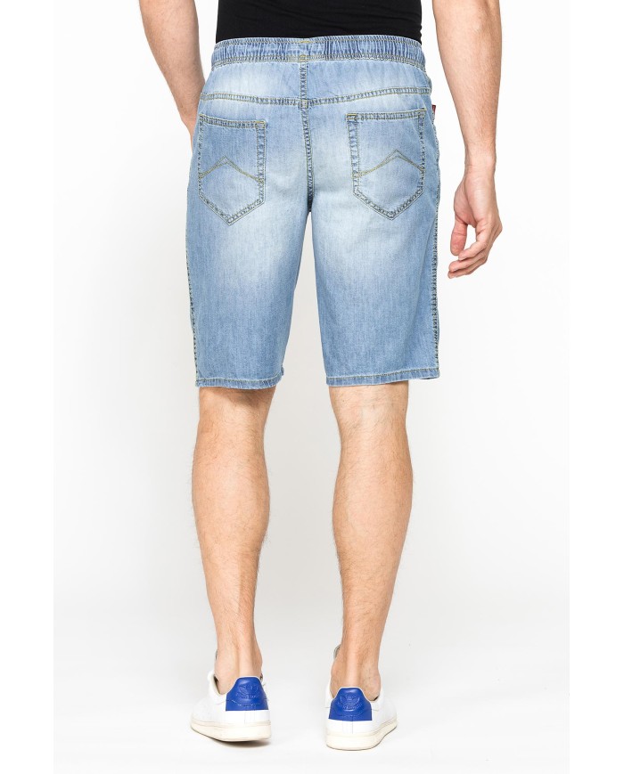 BERMUDA IN DENIM LEGGERO CON ELASTICO IN VITA
