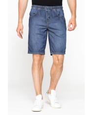 BERMUDA IN DENIM LEGGERO CON ELASTICO IN VITA