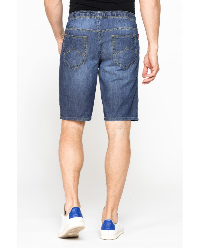 BERMUDA IN DENIM LEGGERO CON ELASTICO IN VITA