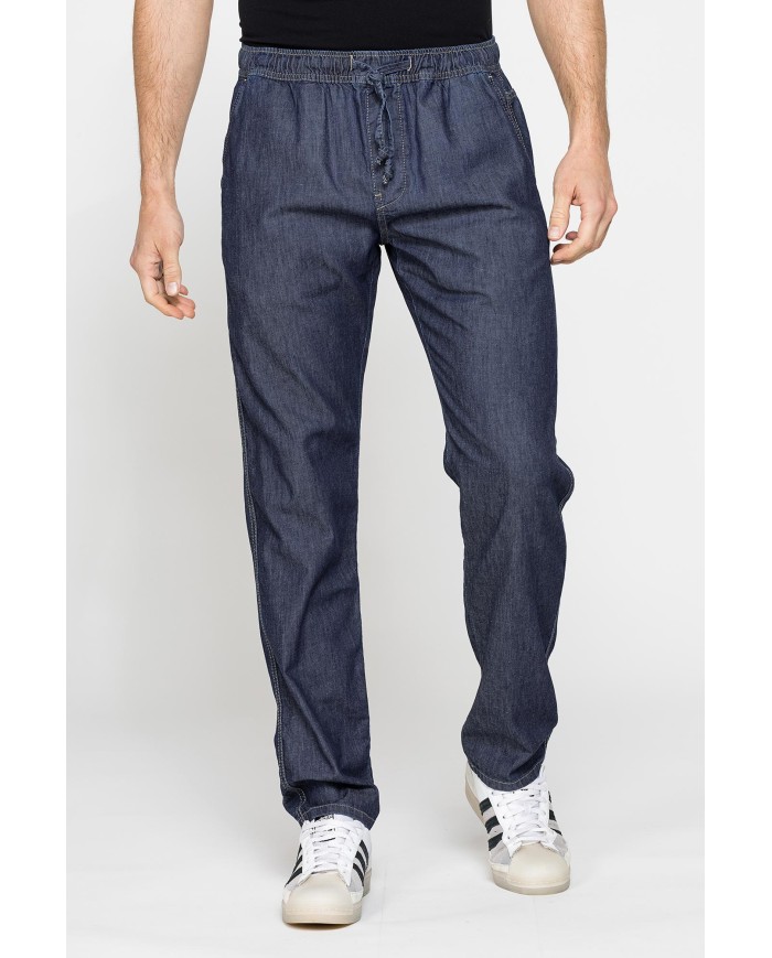 JOGGER JEANS MOD. 629 IN DENIM LEGGERO 7 oz. Vita con elastico e colulisse.