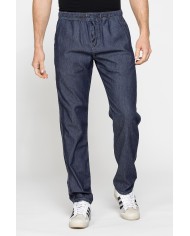 JOGGER JEANS MOD. 629 IN DENIM LEGGERO 7 oz. Vita con elastico e colulisse.