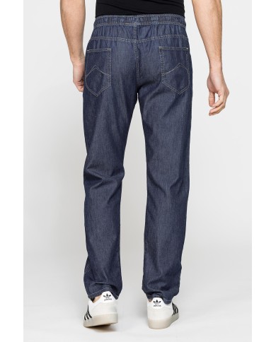 JOGGER JEANS MOD. 629 IN DENIM LEGGERO 7 oz. Vita con elastico e colulisse.