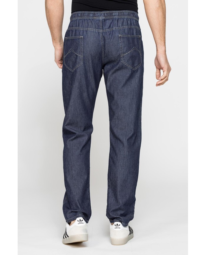 JOGGER JEANS MOD. 629 IN DENIM LEGGERO 7 oz. Vita con elastico e colulisse.