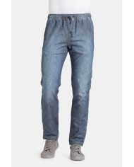 JOGGER JEANS MOD. 629 IN DENIM LEGGERO 7 oz. Vita con elastico e colulisse.