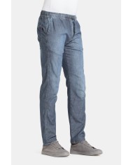 JOGGER JEANS MOD. 629 IN DENIM LEGGERO 7 oz. Vita con elastico e colulisse.