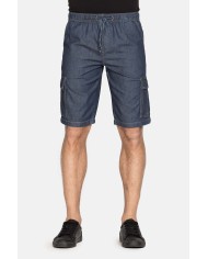 BERMUDA DI JEANS CON TASCONI LATERALI ED ELASTICO IN VITA