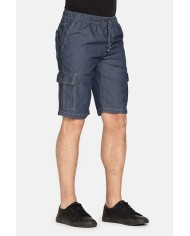 BERMUDA DI JEANS CON TASCONI LATERALI ED ELASTICO IN VITA