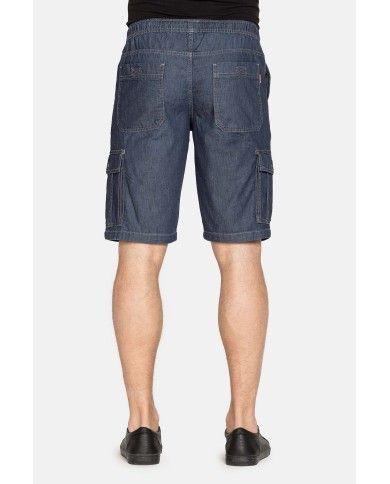 BERMUDA DI JEANS CON TASCONI LATERALI ED ELASTICO IN VITA