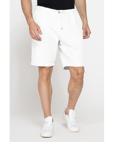 BERMUDA CHINO IN TESSUTO LINO E COTONE CON COULISSE