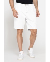 BERMUDA CHINO IN TESSUTO LINO E COTONE CON COULISSE
