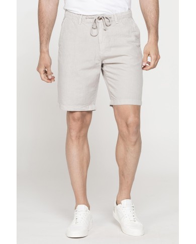 BERMUDA CHINO IN TESSUTO LINO E COTONE CON COULISSE