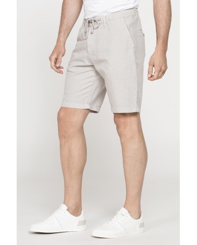 BERMUDA CHINO IN TESSUTO LINO E COTONE CON COULISSE