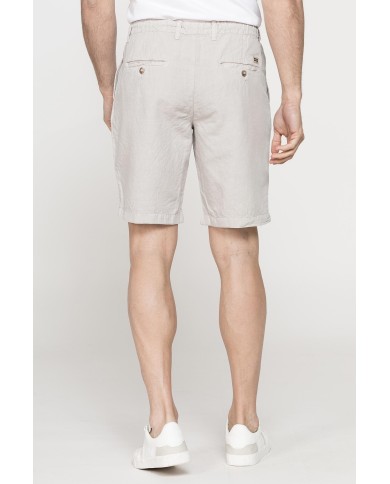 BERMUDA CHINO IN TESSUTO LINO E COTONE CON COULISSE