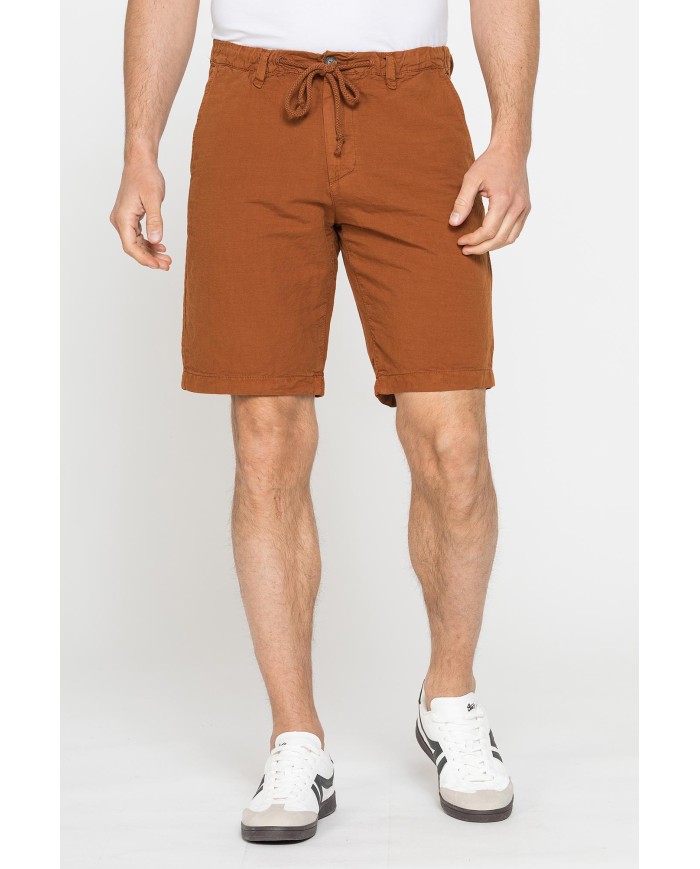 BERMUDA CHINO IN TESSUTO LINO E COTONE CON COULISSE