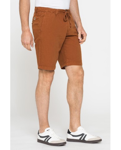 BERMUDA CHINO IN TESSUTO LINO E COTONE CON COULISSE