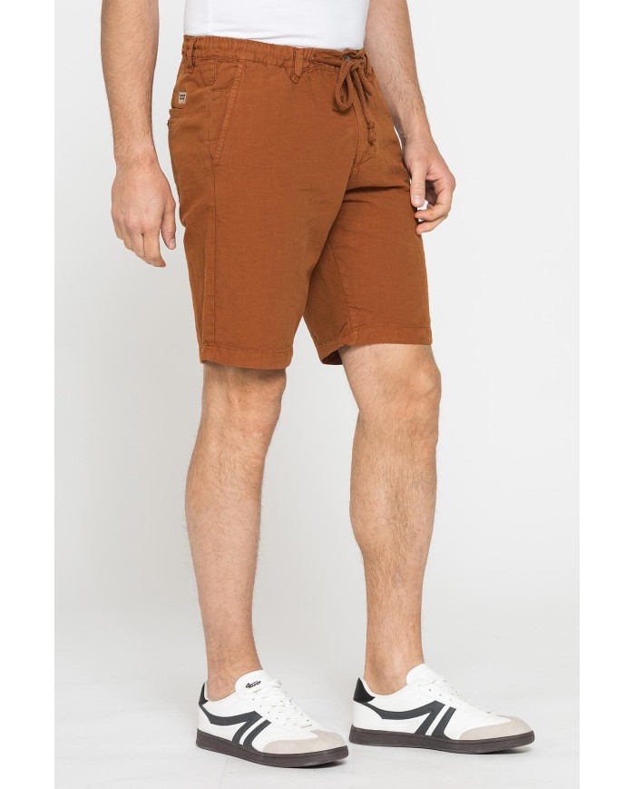 BERMUDA CHINO IN TESSUTO LINO E COTONE CON COULISSE